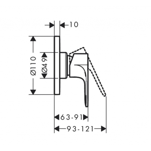 Смеситель для душа HANSGROHE Rebris 72658000 встраиваемый хром